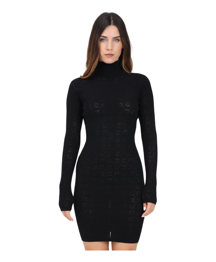 

Платье из сетчатого трикотажа с глубоким вырезом Elisabetta Franchi, черный