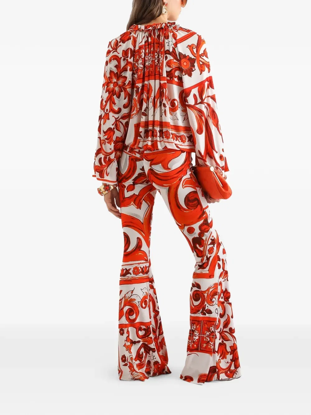 Длинные расклешенные брюки Dolce & Gabbana, белый — фото 3