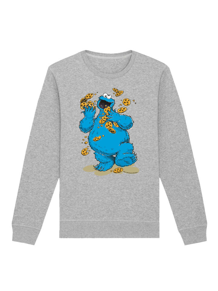 

Толстовка F4NT4STIC Sweatshirt Sesamstraße Cookie Monster Cookies Everywere, пятнистый серый