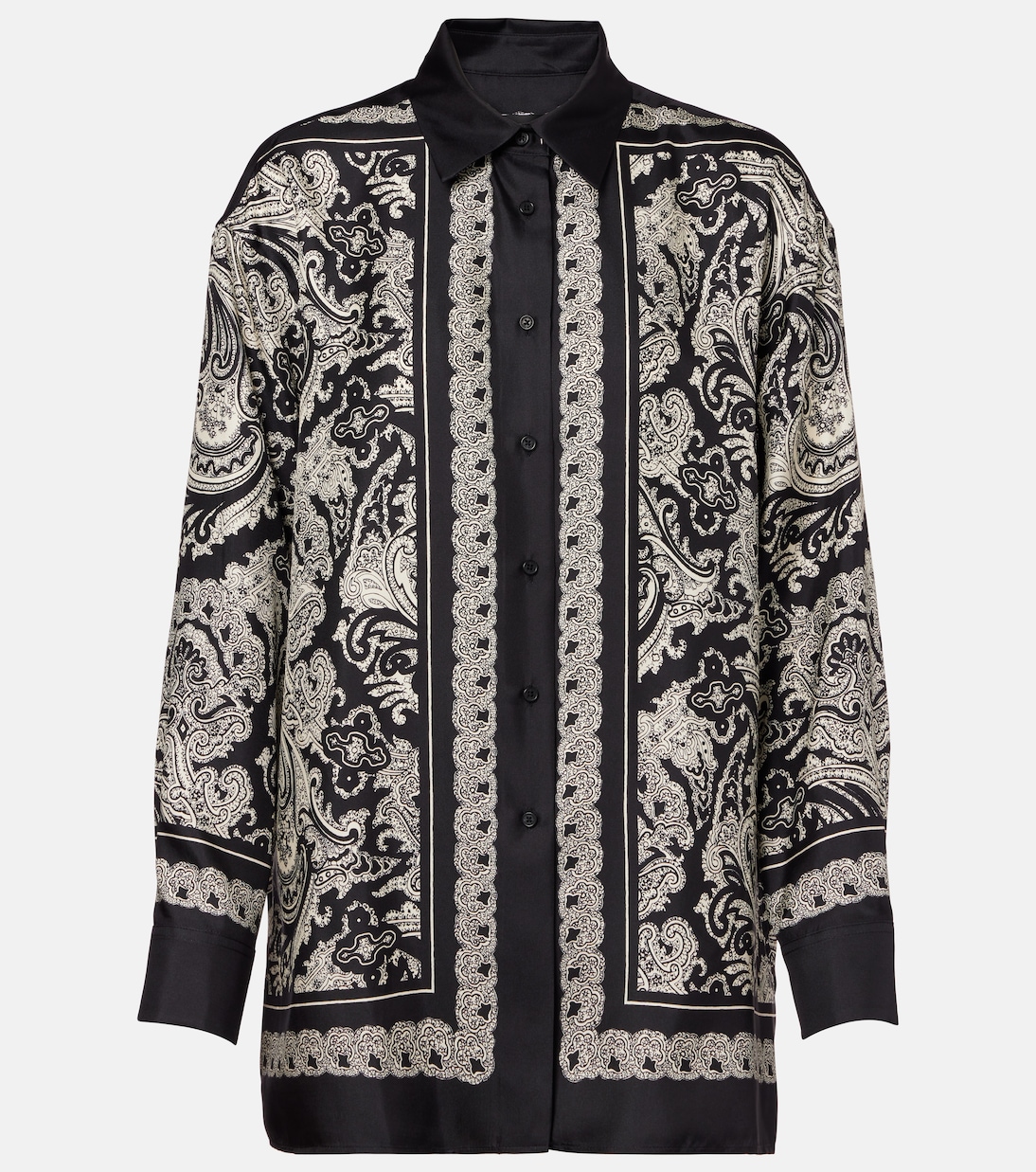 

Рубашка из шелкового твила Alfie в стиле пейсли Nili Lotan, Black/Ivory Paisley Scarf