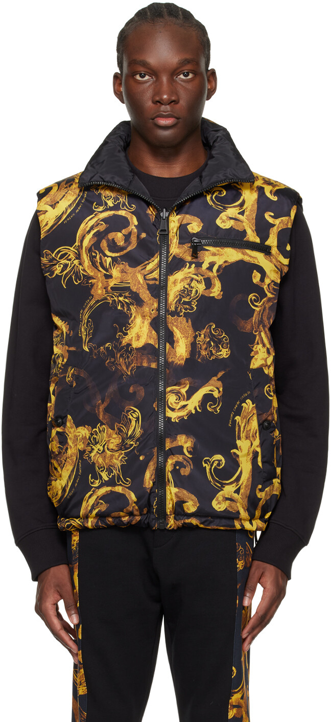

Черный двусторонний пуховик акварельного цвета Versace Jeans Couture