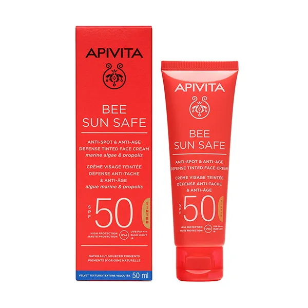 Тонированный солнцезащитный крем Bee Sun Safe Crema Con Color Spf50 Apivita, 50 ml — фото 2