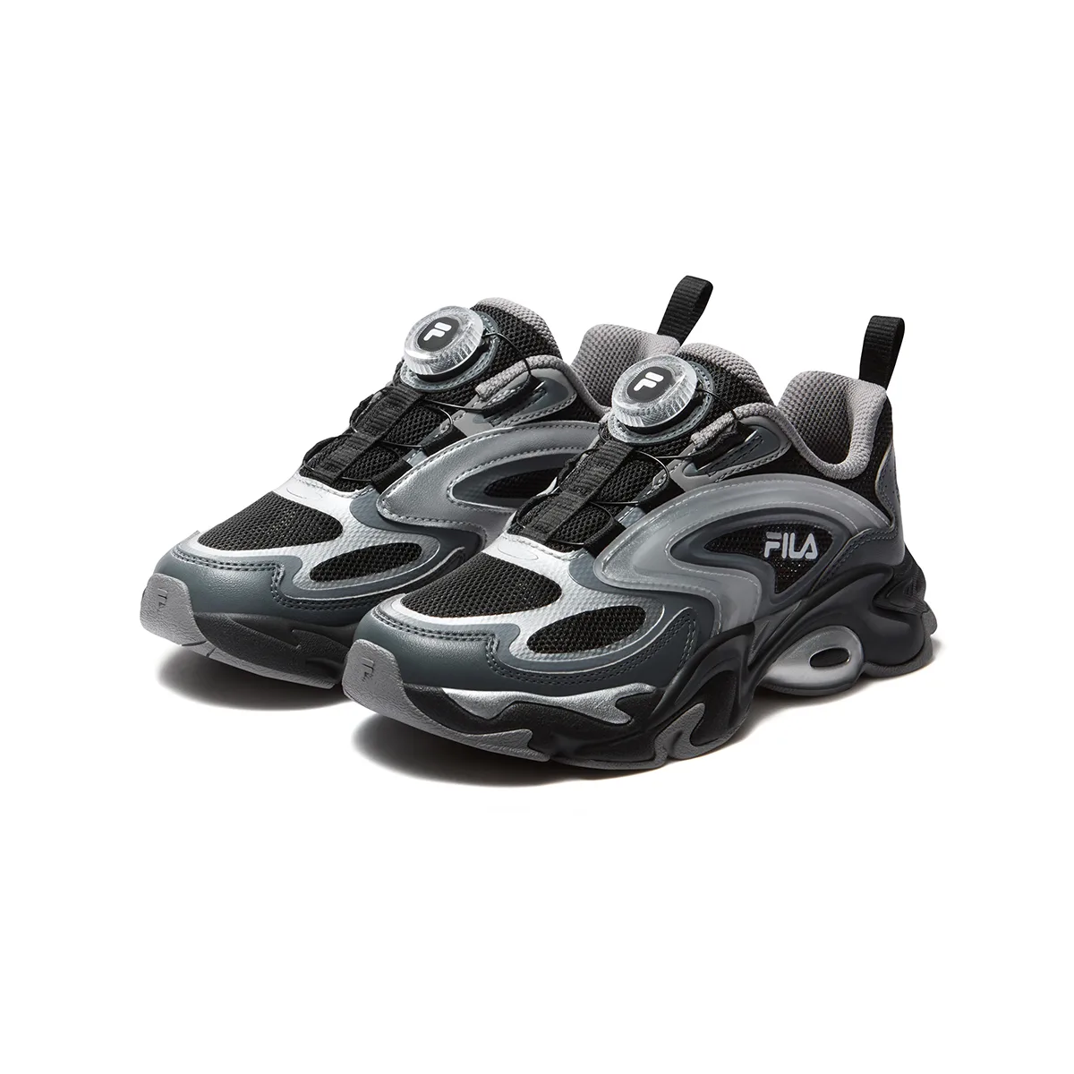 FILA KIDS Heritage FHT Synthetic Leather, Textile Cushioning Breathable детские кроссовки для бега Black/Space Silver Kids' — фото 4