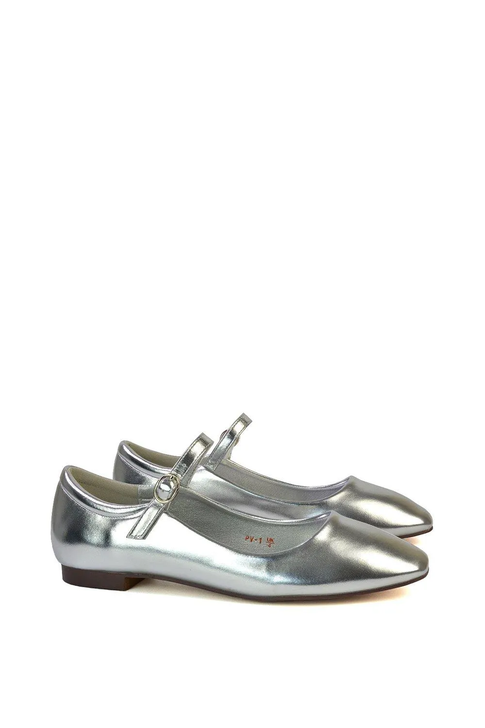Балетки Mary Jane с квадратным носком 'Allegra' XY London, цвет metallic silver — фото 2