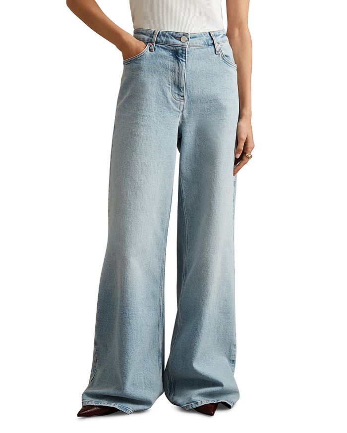 

Джинсы Crete Wide Leg High Rise в светло-голубом цвете REISS, синий