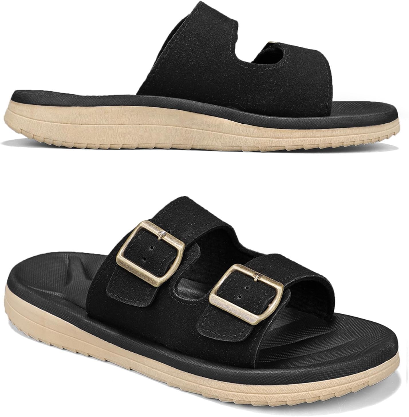 

Мужские сандалии с регулируемыми ремешками и поддержкой свода стопы, легкие и удобные, пляжные сандалии с мягкой амортизирующей стелькой, летние шлепанцы с открытым носком для дома и улицы Harxxitd, черный