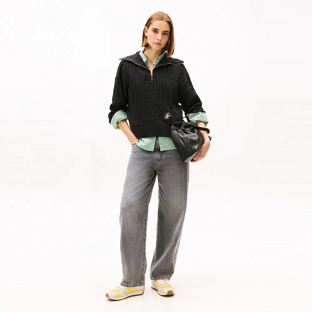 Женский хлопковый свитер на молнии чёрный от Tommy Hilfiger Women — фото 2
