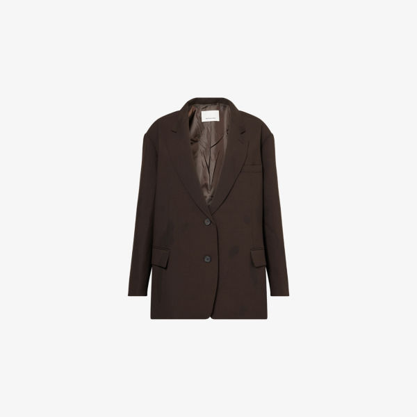

Блейзер однобортный из эластичной ткани Bea The Frankie Shop, цвет dark espresso