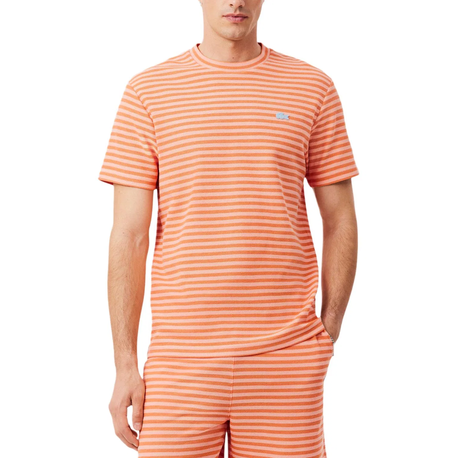 Футболка хлопковая Lacoste Crew Neck Moderate, розово-оранжевый — фото 3