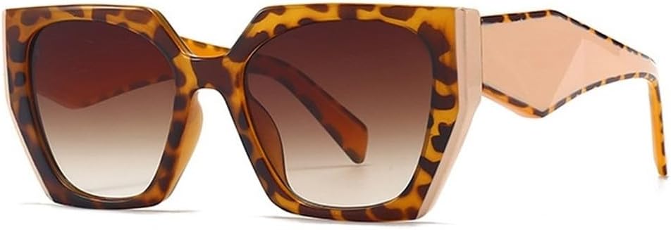 

Ретро-солнцезащитные очки «кошачий глаз» с многоугольными линзами, разноцветные, модные женские, с прозрачным градиентом, защита от УФ-излучения UV400, мужские солнцезащитные очки SKFGNX, Leopard Tea Gradient