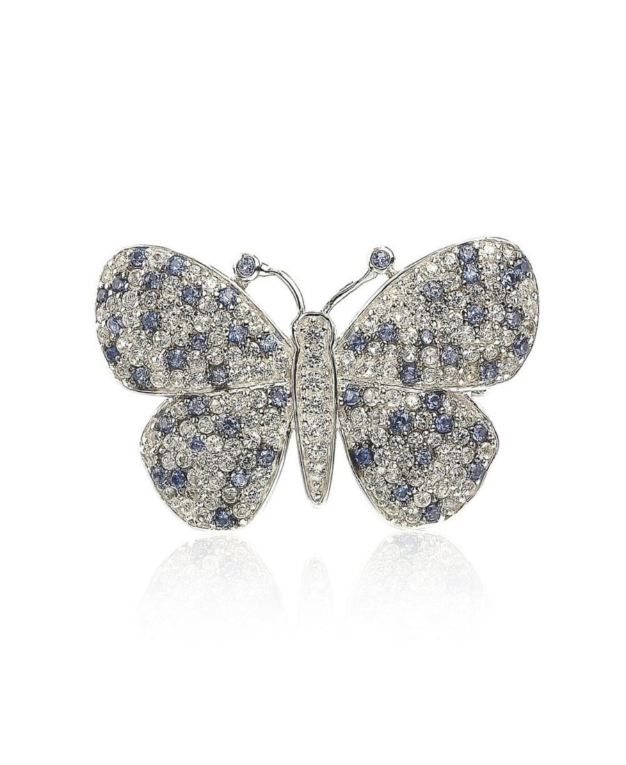 

Подвеска-брошь Suzy Levian в виде бабочки из стерлингового серебра с сапфирами и искусственными белыми сапфирами Suzy Levian New York, Blue sapphire