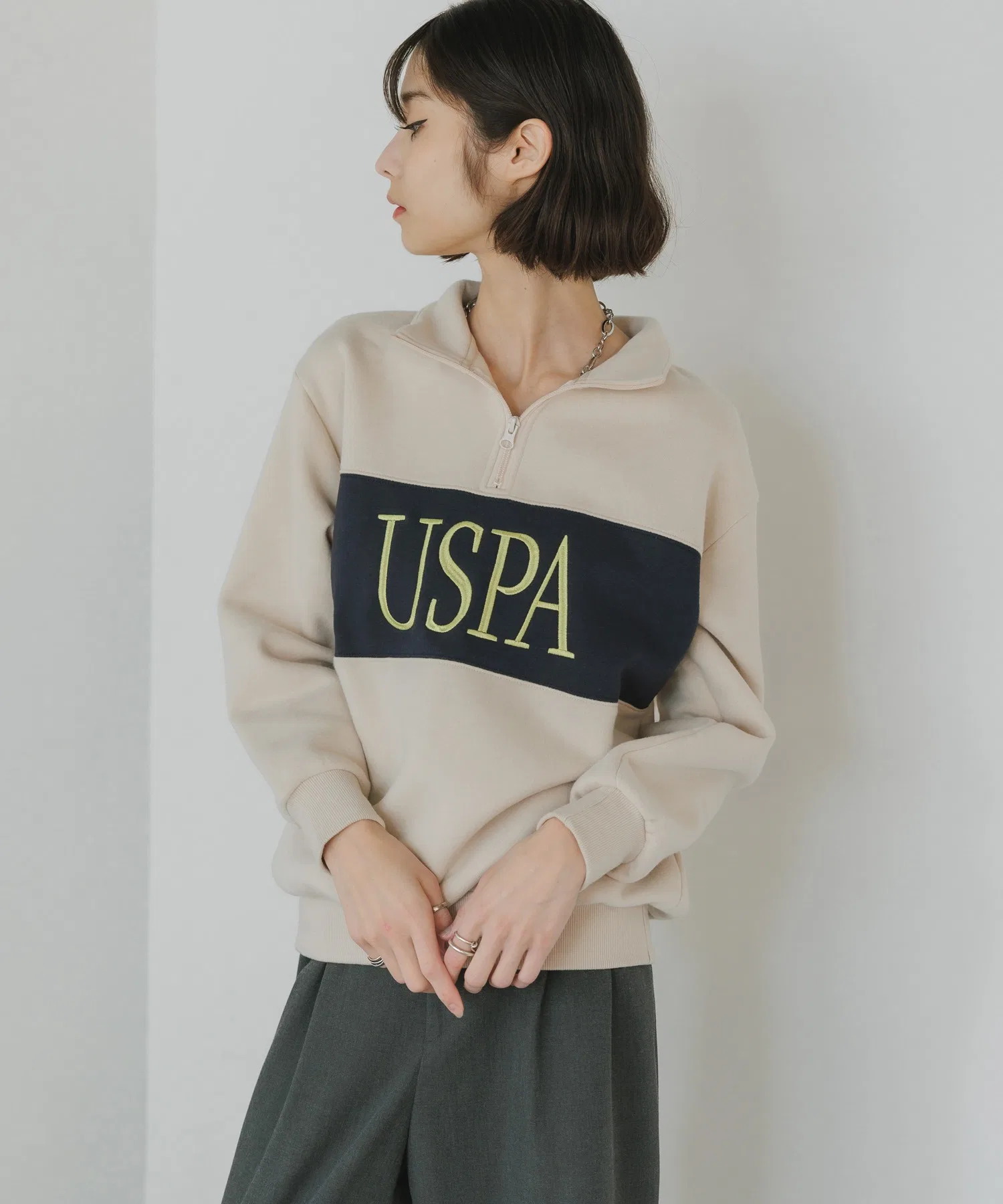 Толстовка с высоким воротником и молнией до середины груди, производства US POLO ASSN. — фото 2