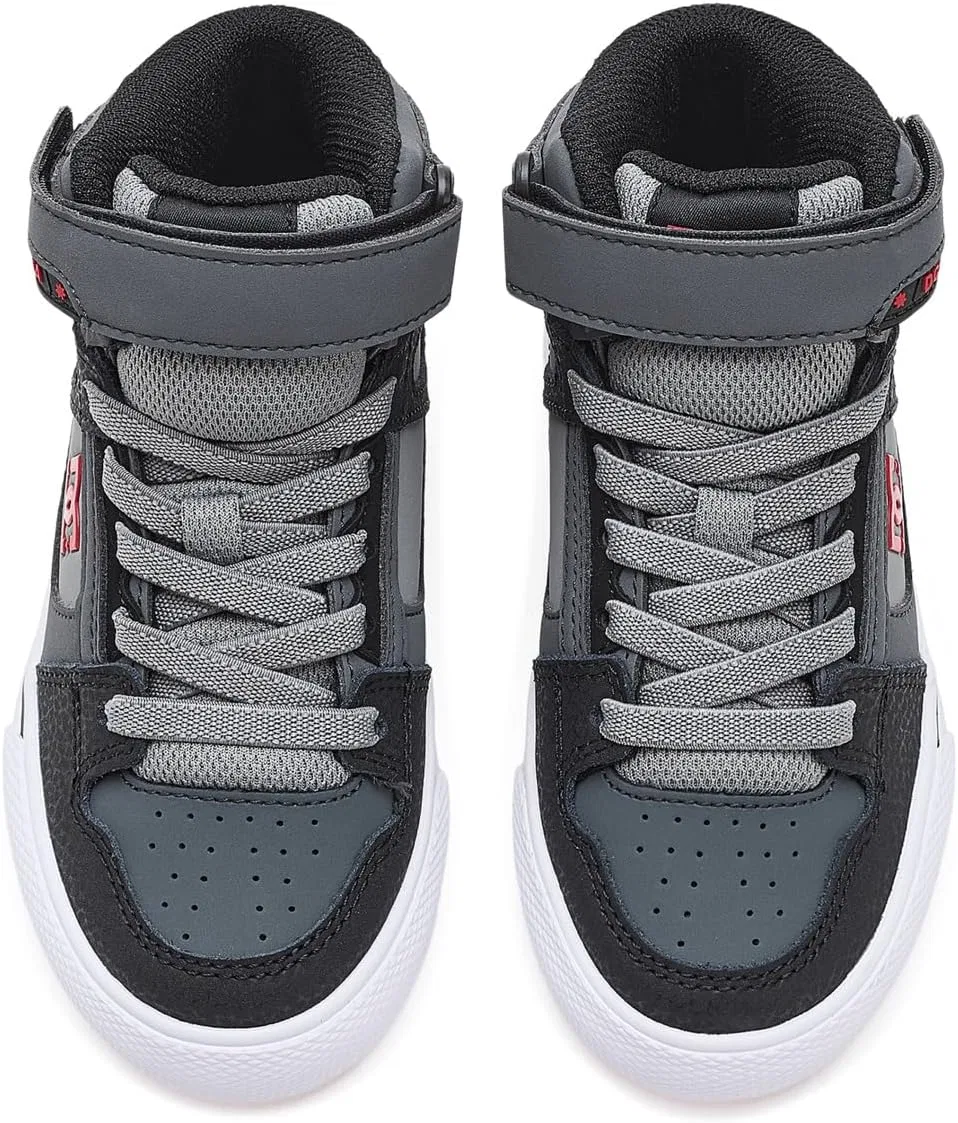 Детские кроссовки для скейтбординга DC Pure Hi Top Ev, серый/черный/красный — фото 2