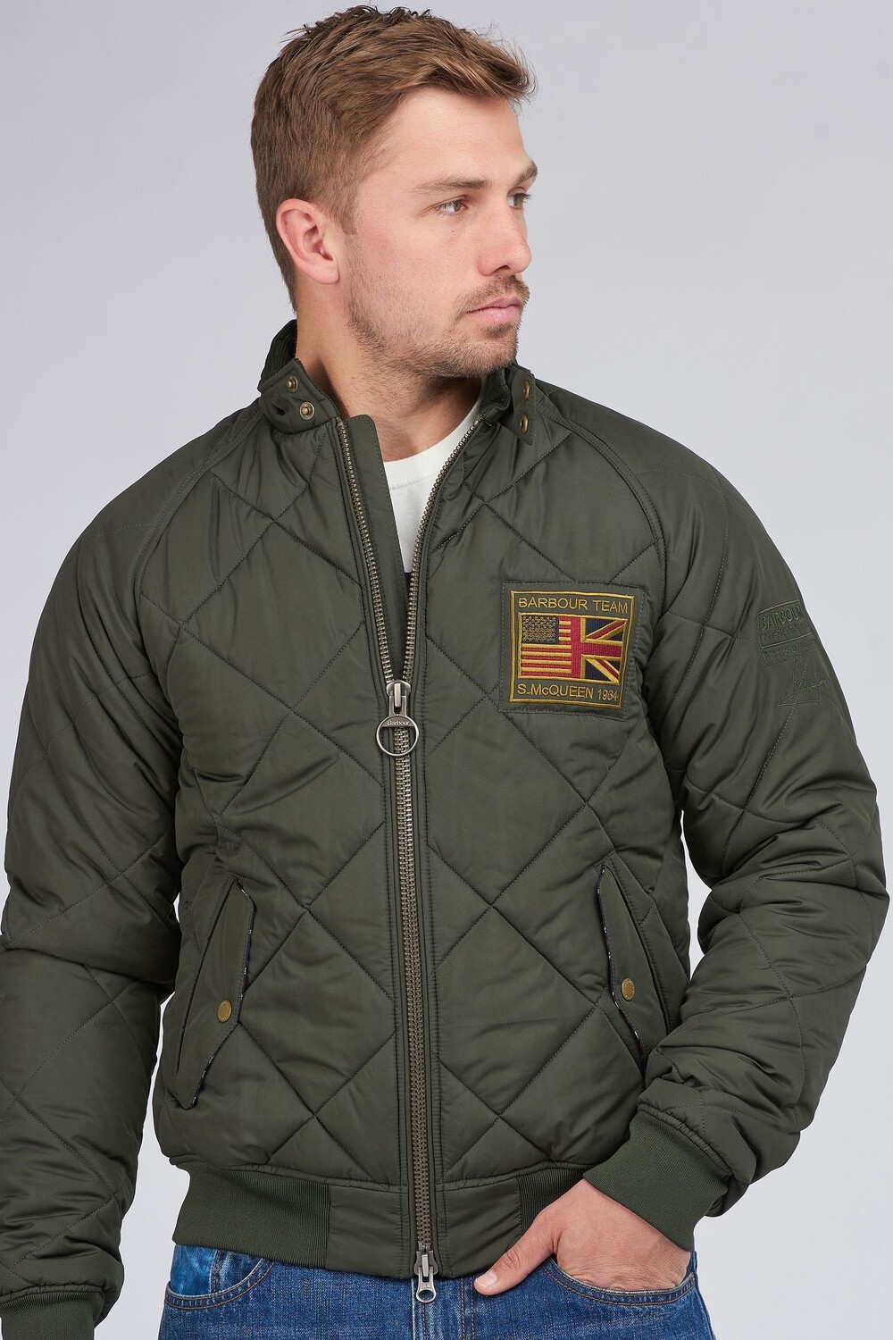 

Зеленая стеганая куртка Merchant Barbour International, зеленый