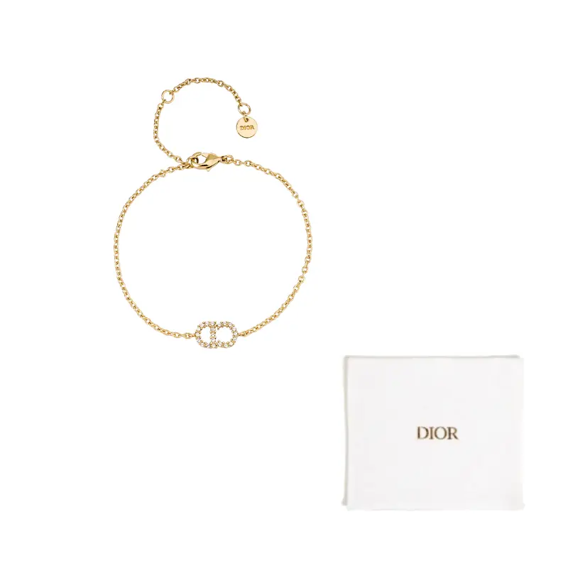 

Пластинчатый браслет с логотипом Cd из стразов DIOR, золотой
