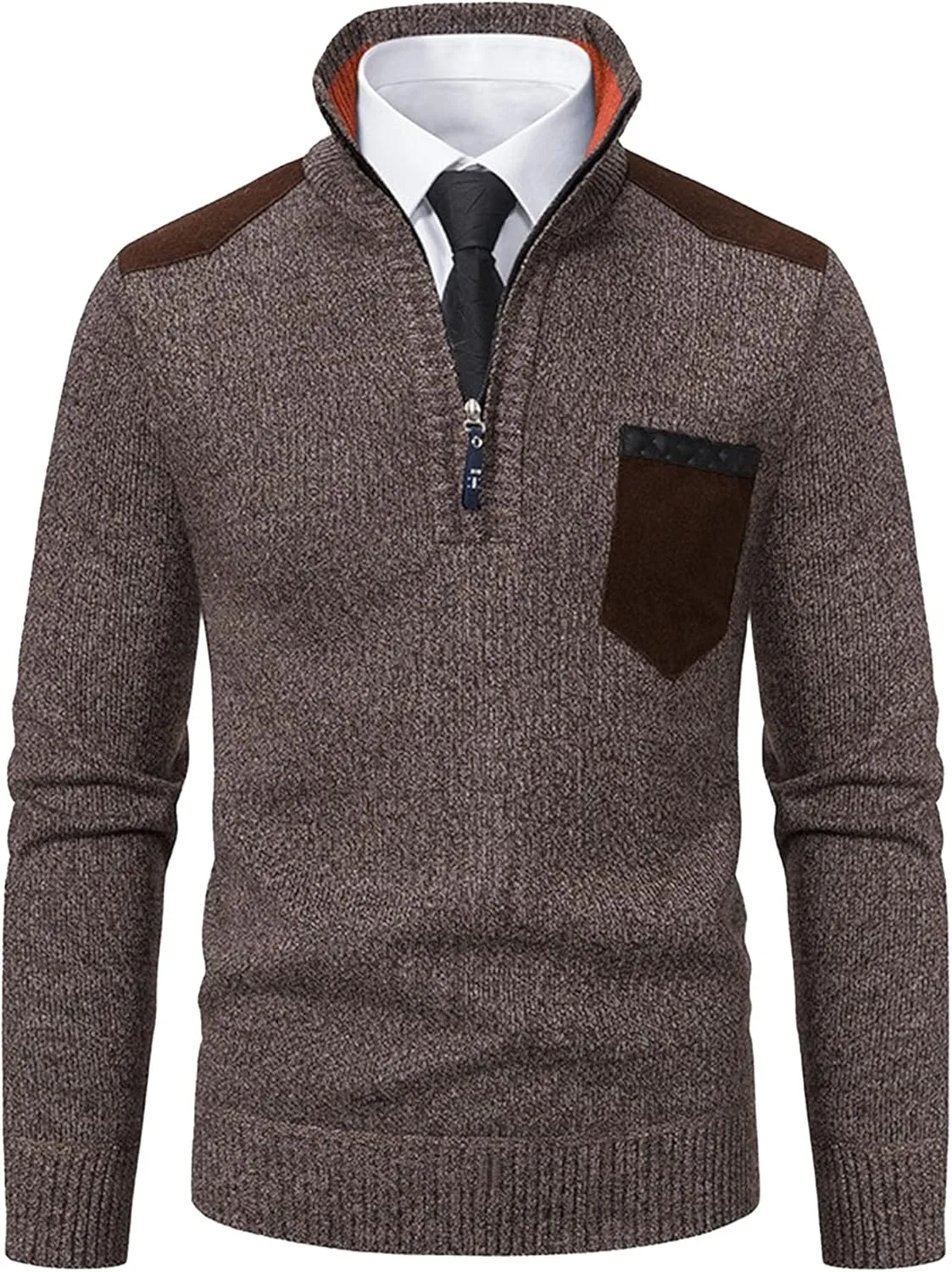 

JEShifangjiusu мужской свитер с четвертью молнии в полоску, толстый, мягкий водолазка