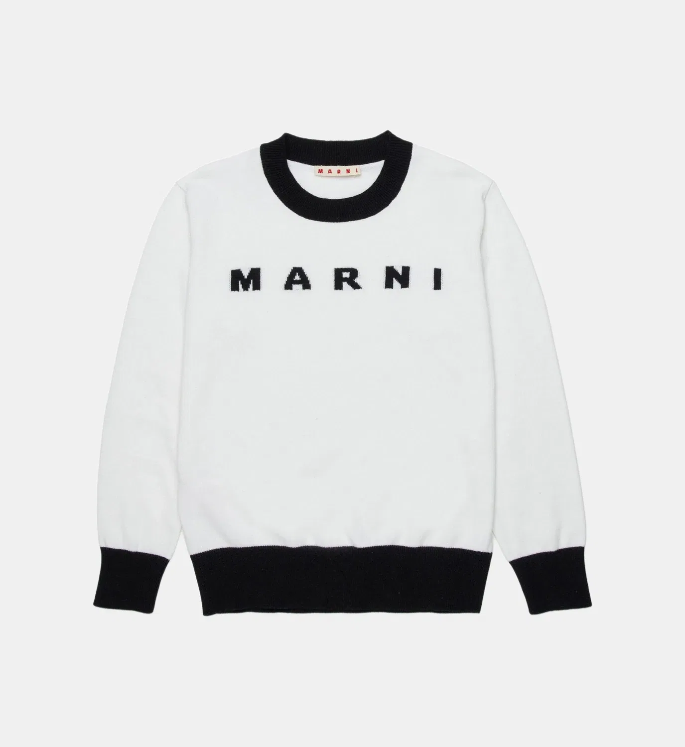Свитер с круглым вырезом и логотипом Marni, белый