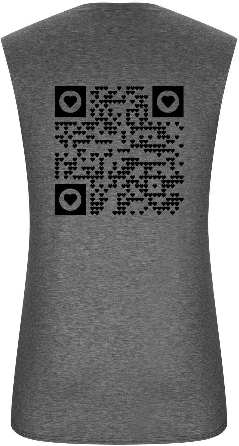 Generic Мужские повседневные майки без рукавов с принтом QR-кода для отдыха и комфорта во время отпуска, серый — фото 2