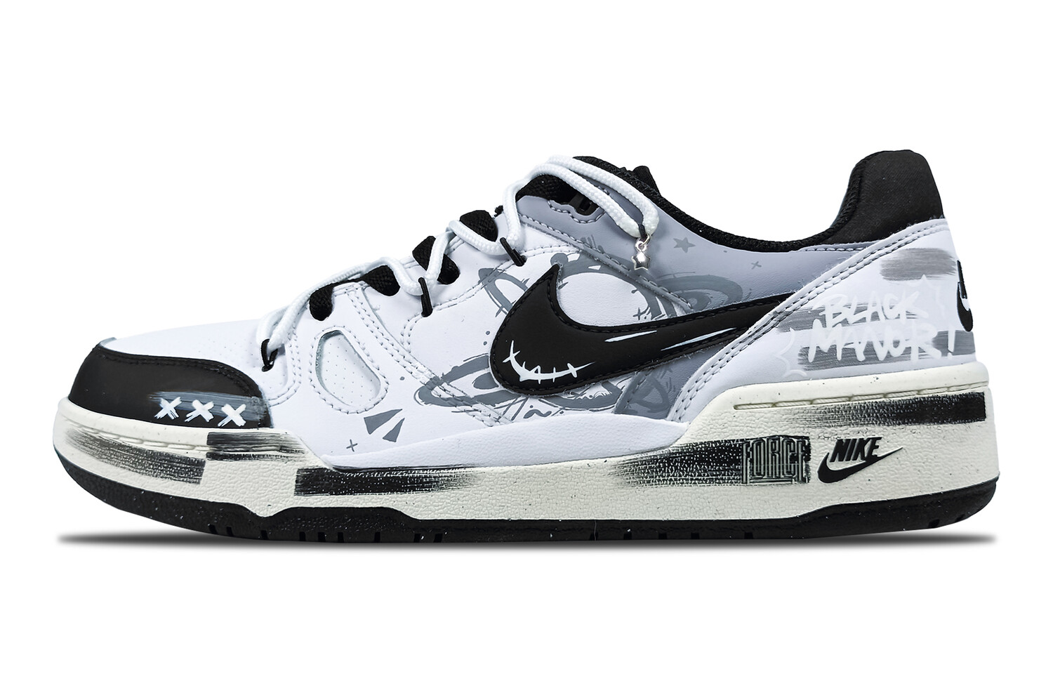 

Кроссовки Nike Full Force Skateboarding Shoes Men Low-top White, темно-серый