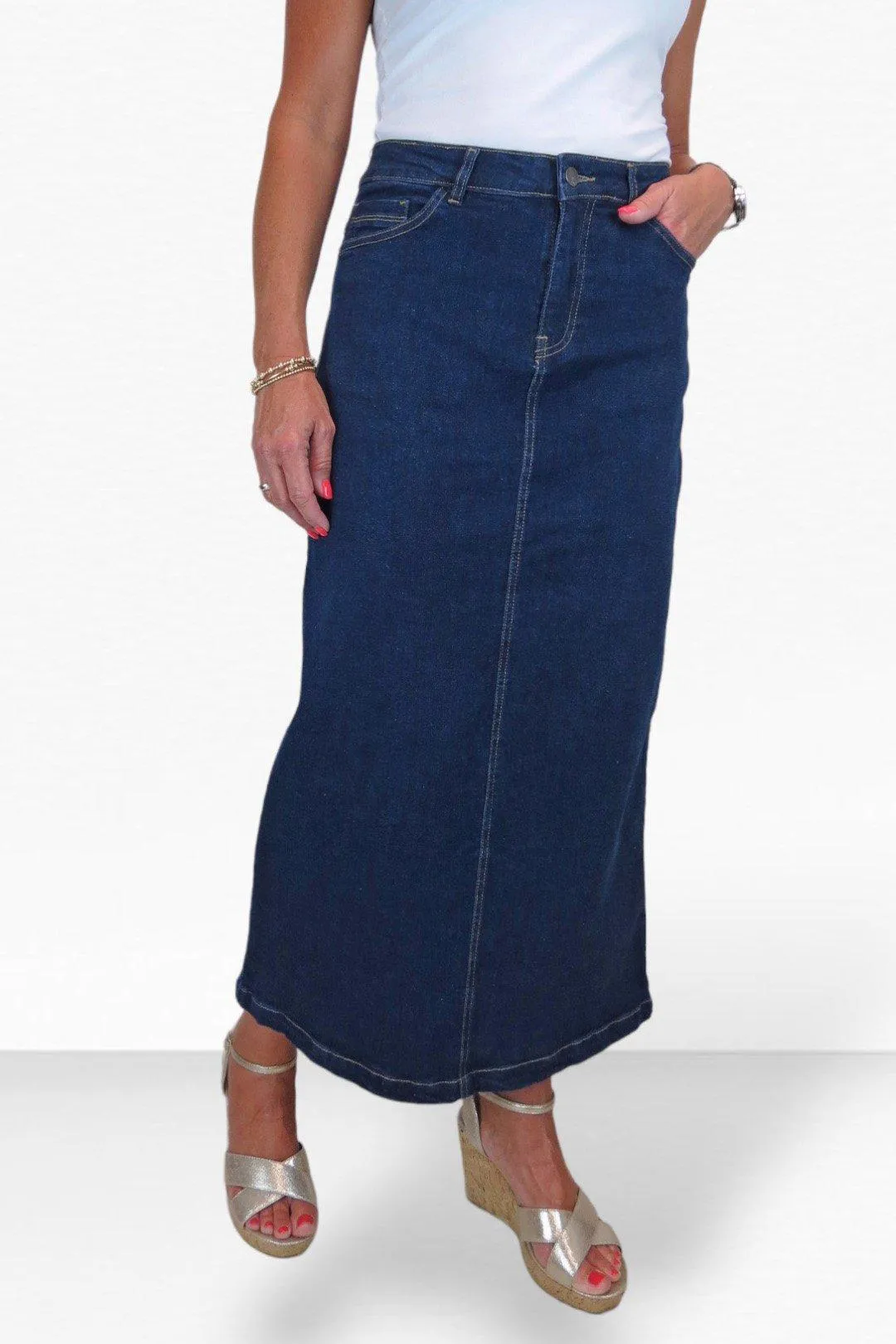 

Джинсовая макси-юбка из эластичного денима Paulo Due, синий