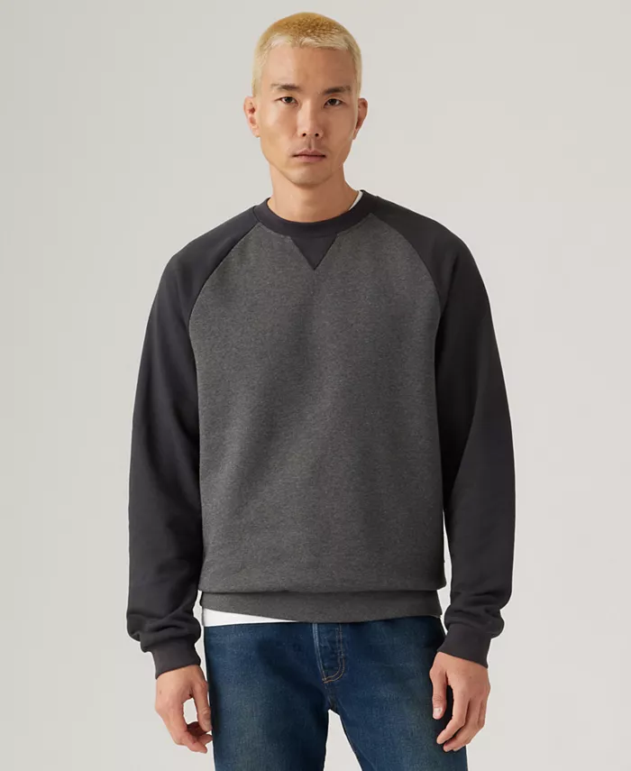 

Мужская толстовка свободного кроя с круглым вырезом и длинным рукавом, красным логотипом и биркой Levi'S