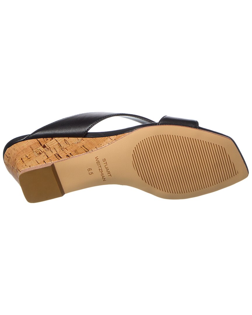 Stuart Weitzman Miami 50 Leather Wedge Sandal, черный — фото 4