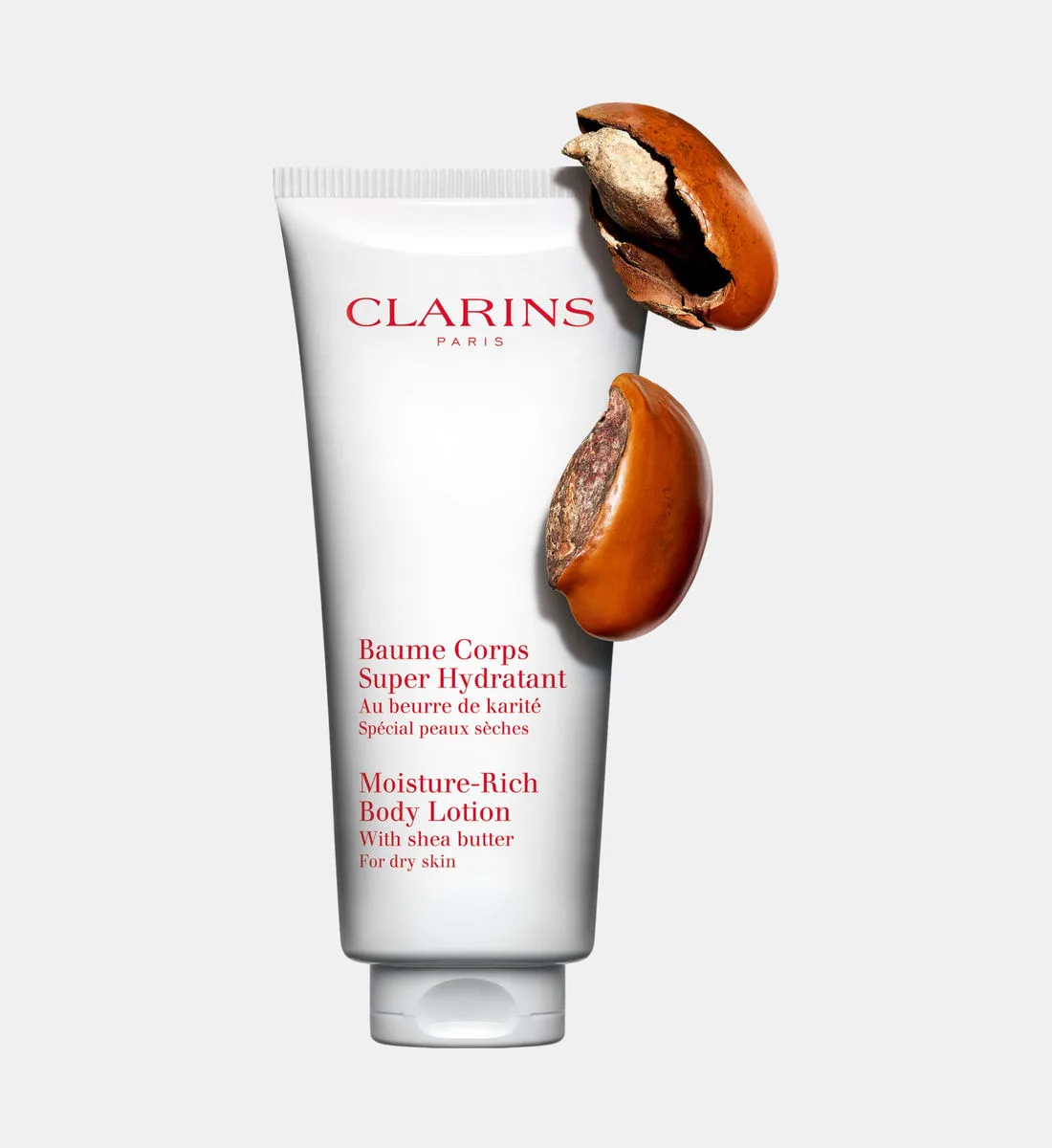 Суперувлажняющий бальзам для тела с маслом карите Clarins, белый