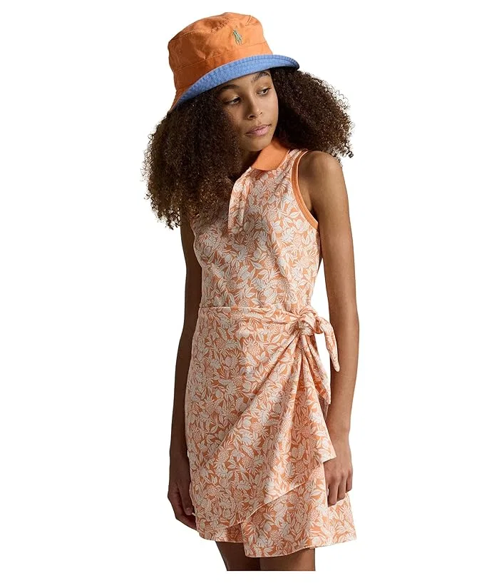 Платье Polo с запахом ананас Pineapple Faux-Wrap Mesh Polo Dress Polo Ralph Lauren Kids, Desert Rose — фото 4
