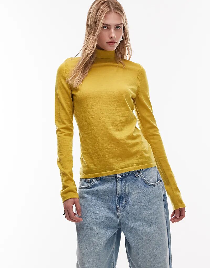 

& Other Stories Тонкий шерстяной джемпер с высоким воротником желтого цвета