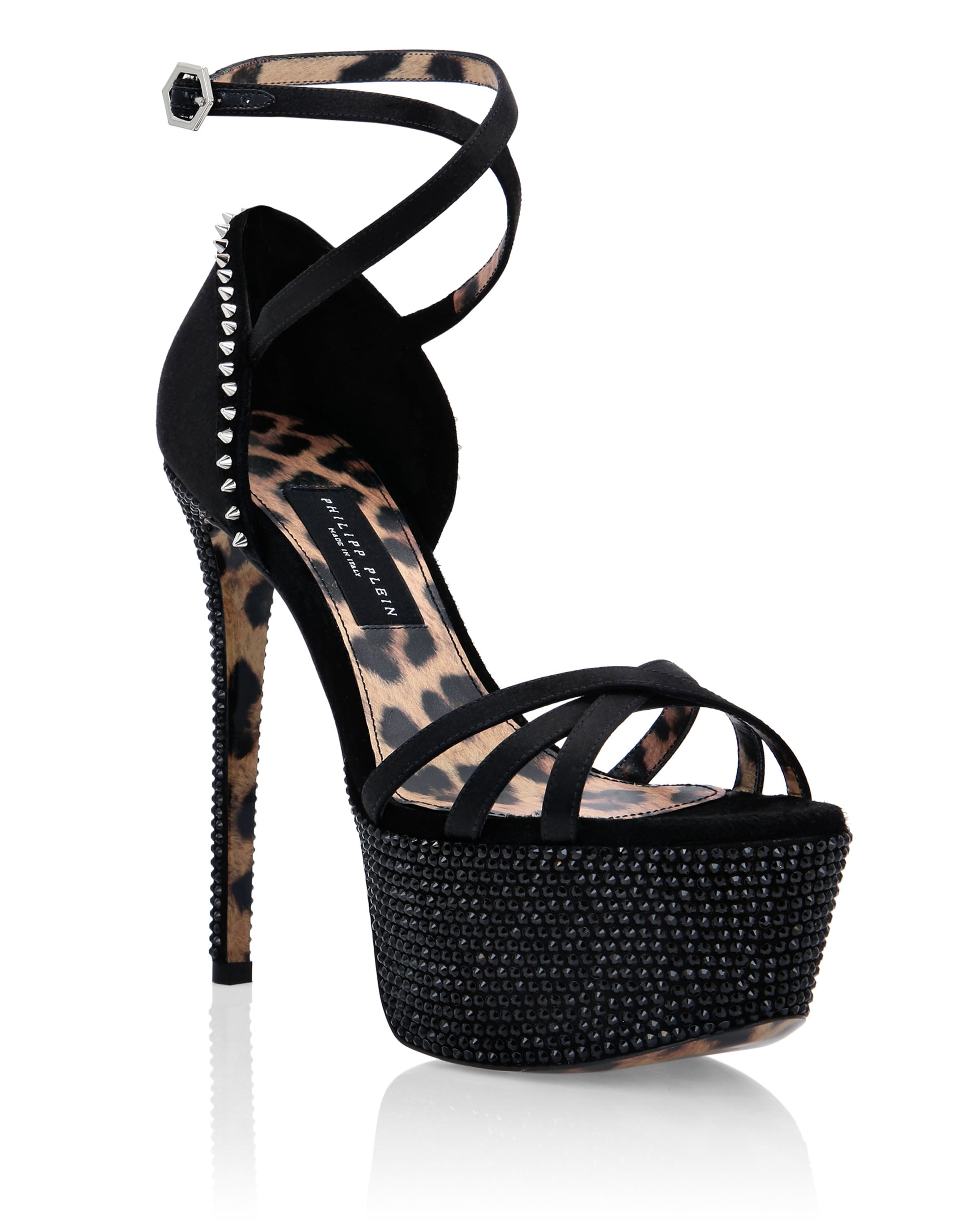Crystal Platform Sandals PHILIPP PLEIN, черный