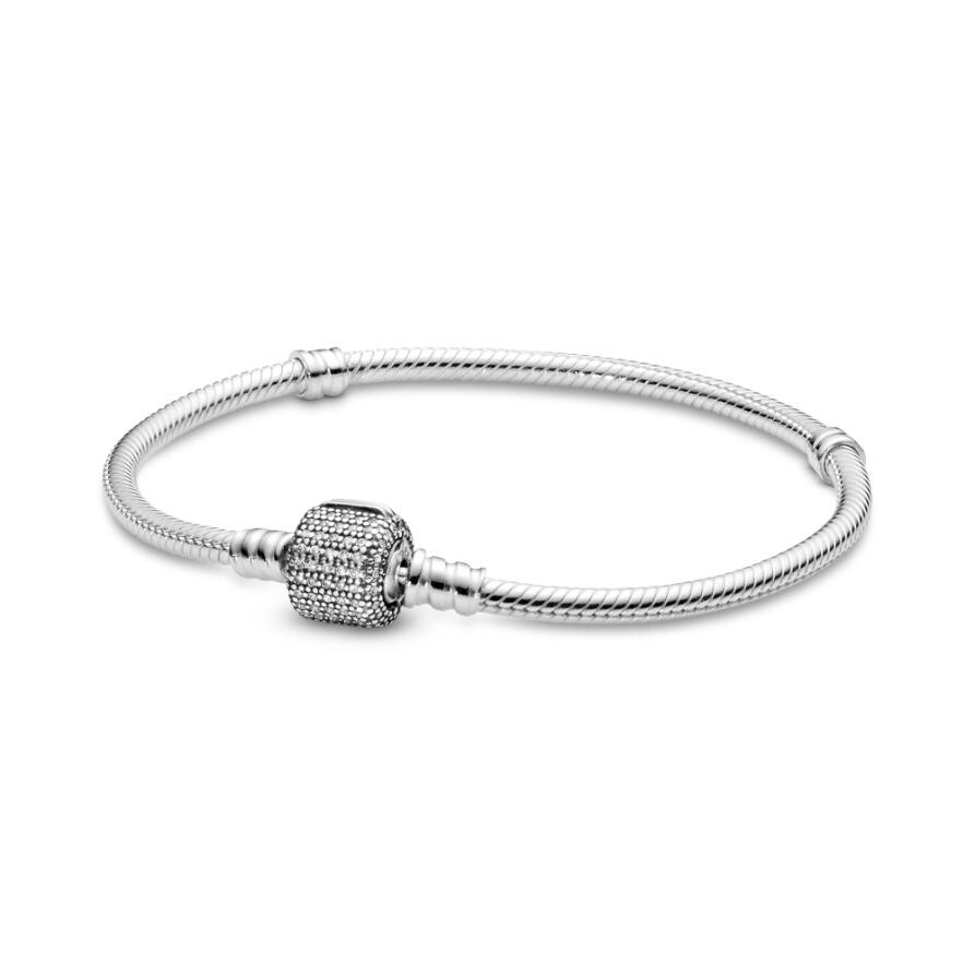 

Браслет Pandora Moments Sparkling Pavé Clasp Snake Chain, стерлинговое серебро