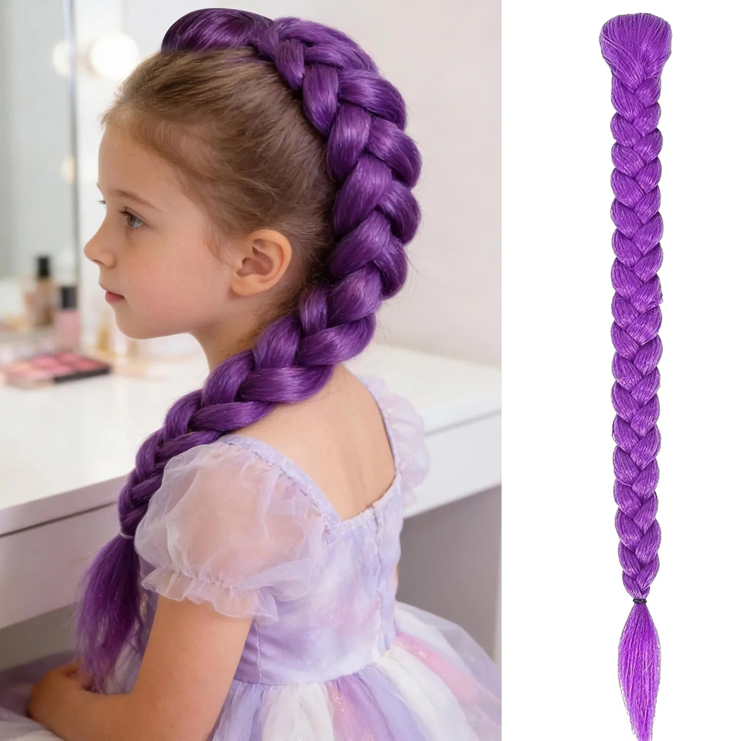 Длинный фиолетовый накладной хвост-коса (66 см) Catmeye, Purple