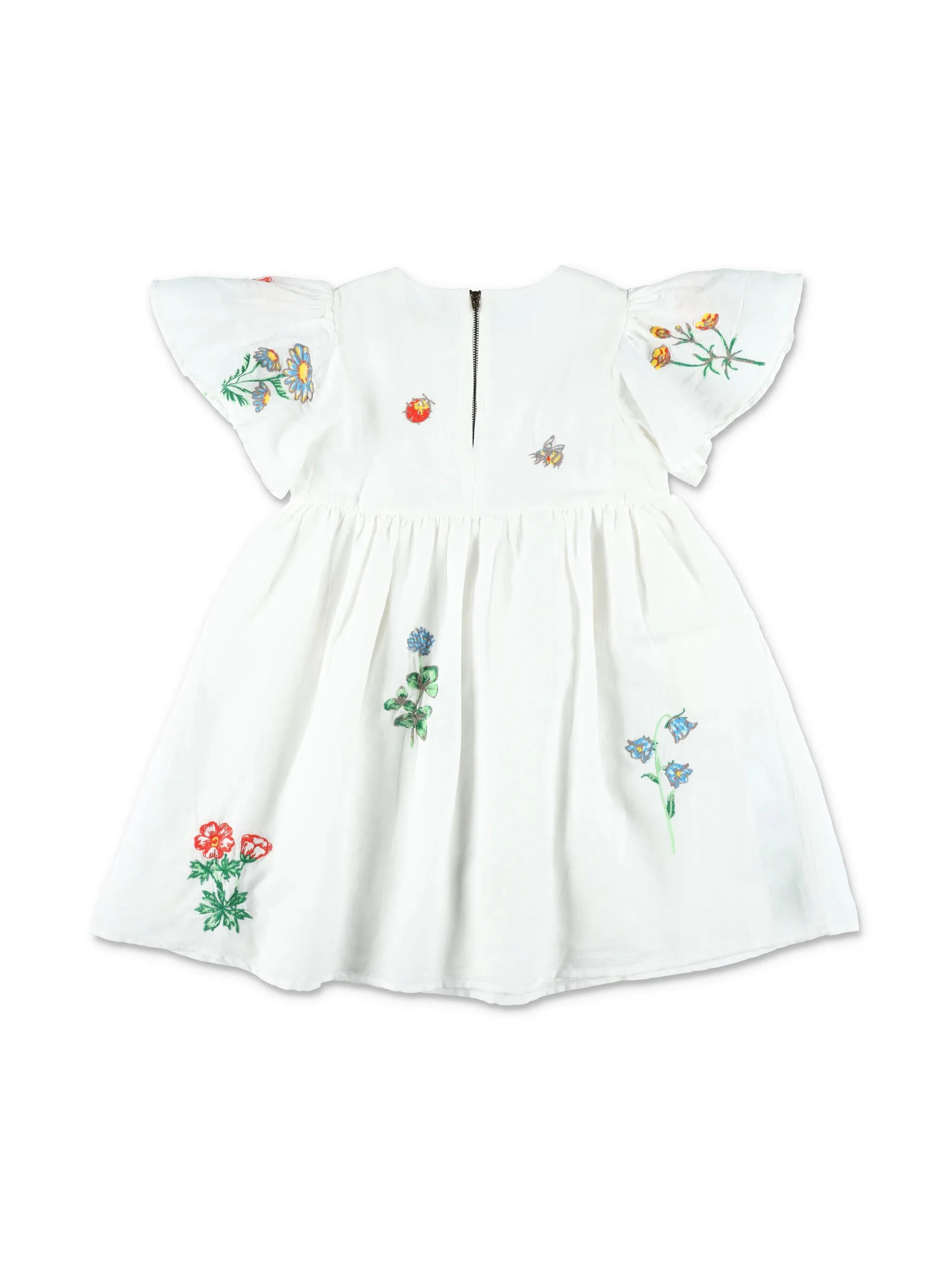 Платье с расклешенными рукавами и цветочным принтом Stella Mccartney Kids, белый — фото 2