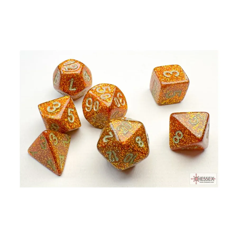 

Мини-набор Poly Poly — блестящее золото с серебром (7), Dice - Miniature 10mm & 5mm (Chessex)