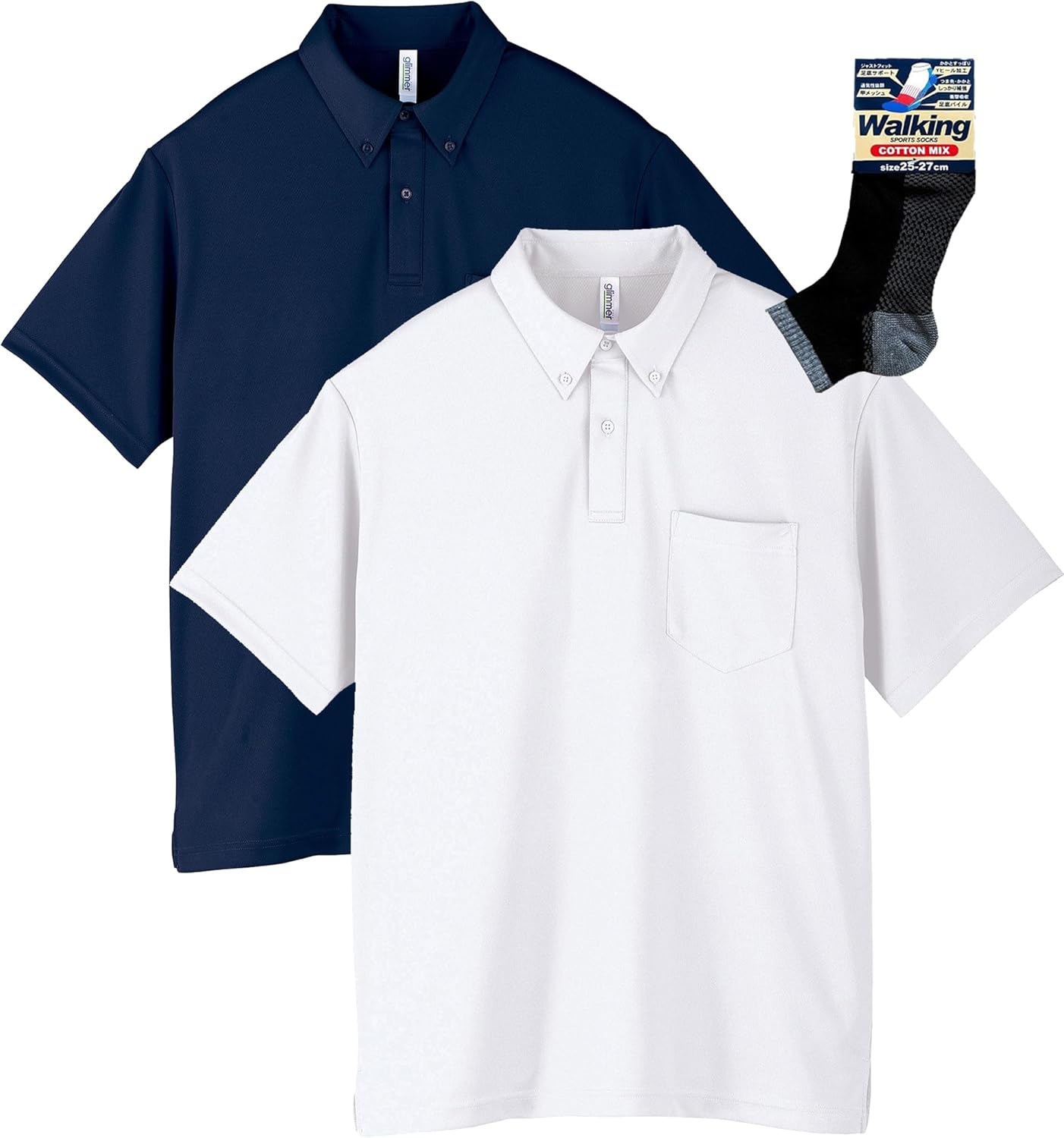 

Футболка-поло Glimmer 00331-ABP с коротким рукавом, плотность ткани 4,4 унции, на пуговицах, с карманом, белый/темно-синий