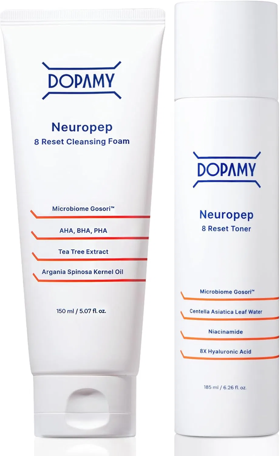 Набор Dopamy — Для умывания и тоник Neuropep 8R: пенка 150 мл и лосьон 185 мл, антивозрастной