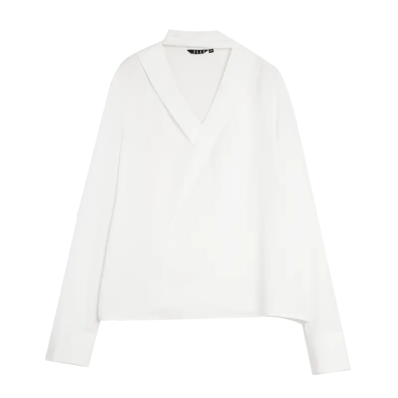 

ELLE Блузка женская белая с воротником-лентой