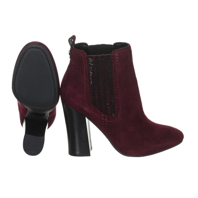 Ботильоны на каблуке из кожи с эффектом замши fllun3sue10 женщина Guess, бургундия — фото 4