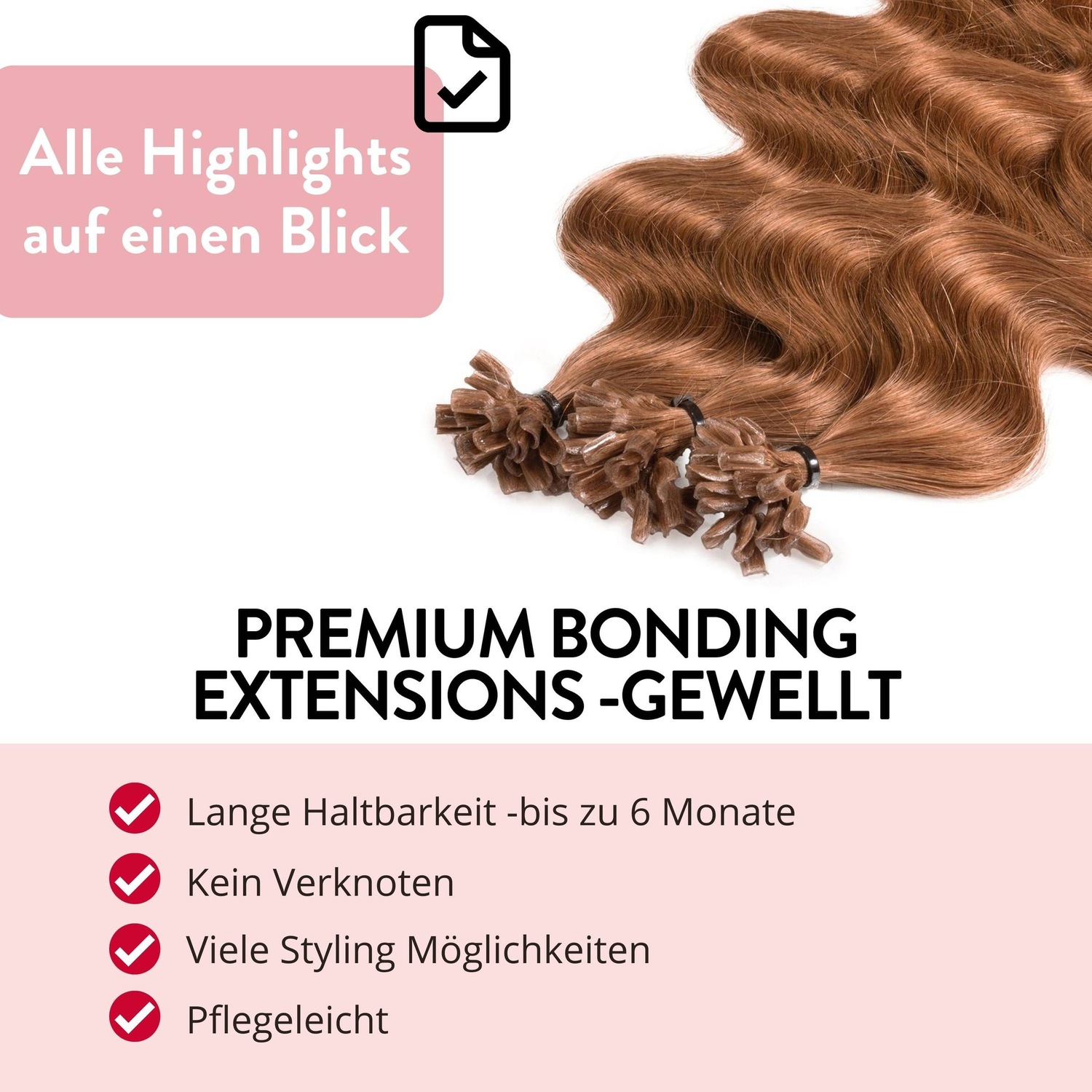 Накладные волосы bonding extensions premium echthaar #8/03 hellblond natur-gold 0,8g Hair2Heart, 40cm, количество 25 шт. — фото 3
