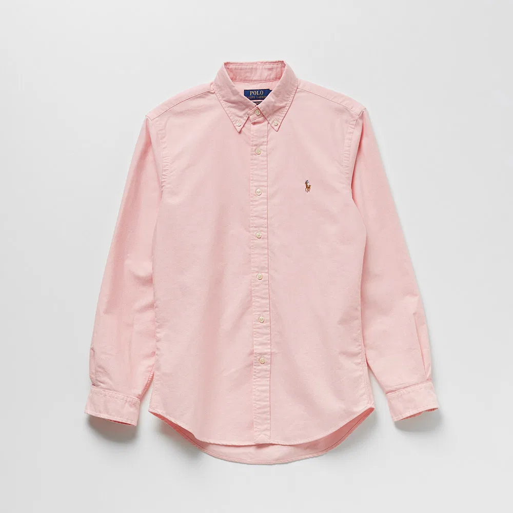Мужская оксфордская рубашка Custom Fit розового цвета от Polo Ralph Lauren