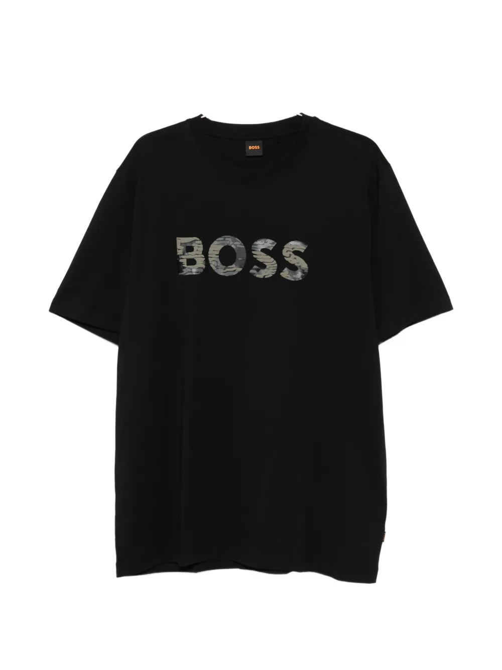 Футболка с камуфляжным логотипом Boss, черный