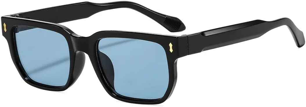 

Солнцезащитные очки для мужчин и женщин - защита UV400 - маленькая оправа цвета "рисовый ноготь" с цветными линзами, для занятий спортом на открытом воздухе и вождения DSVIGF, Black Blue