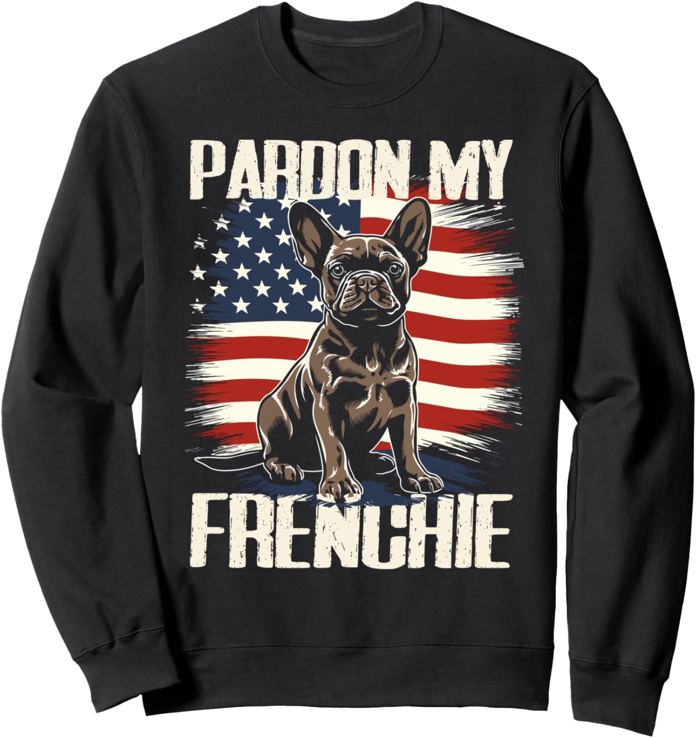 

Простите, мой французский бульдог, винтажная ретро-толстовка с американским флагом The French Bulldog Patriot Co., черный
