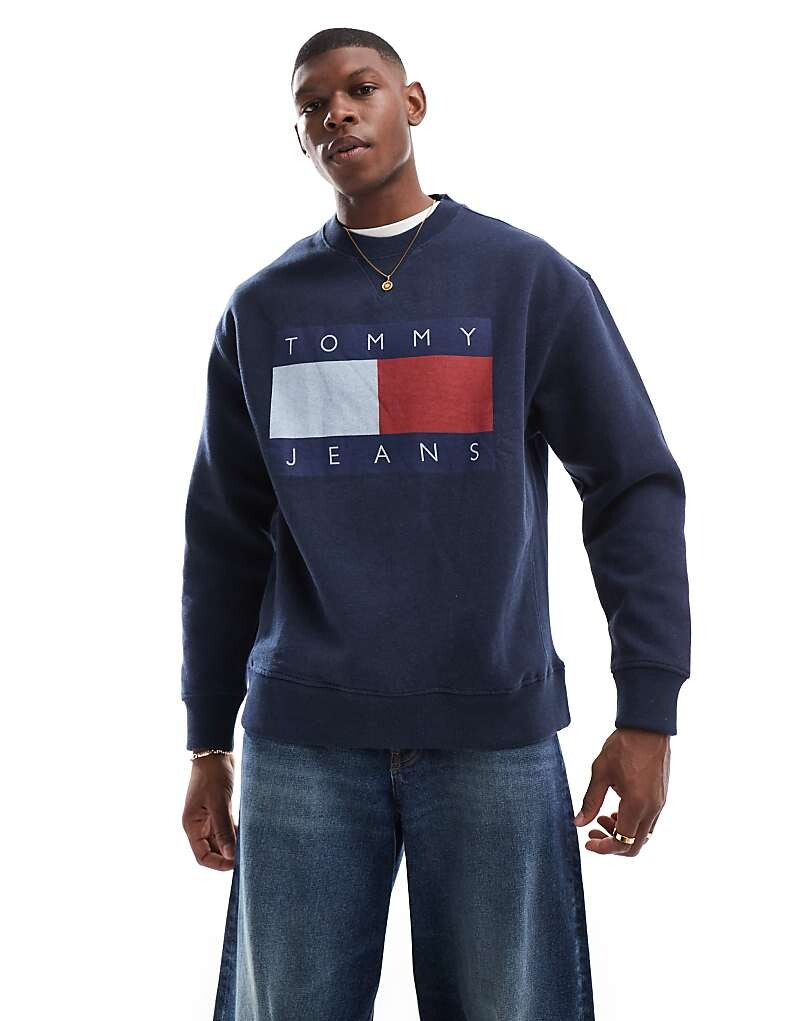 

Темно-синяя толстовка Tommy Jeans с большим логотипом в виде флага