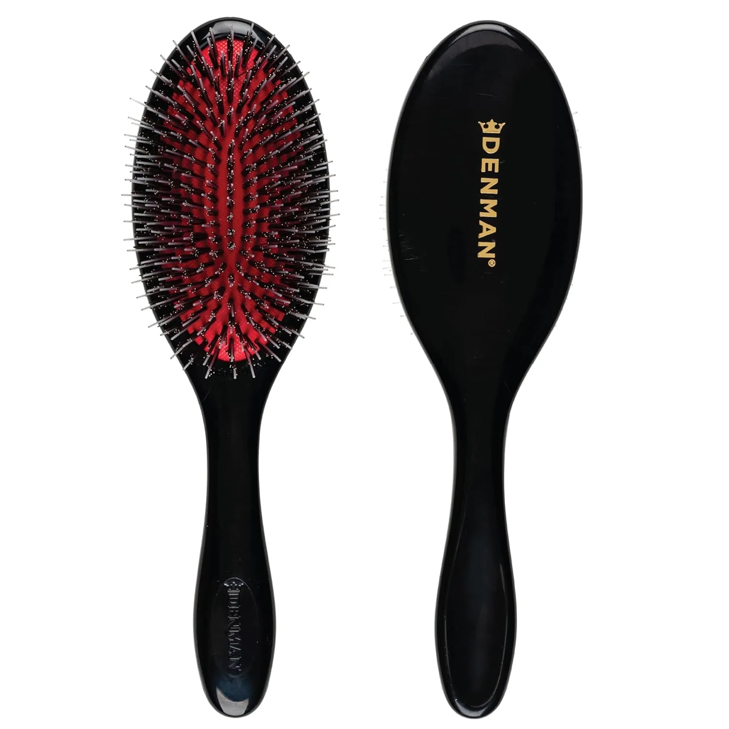 Denman Boar Bristle Hair Brush - щетка для волос с натуральной щетиной для укладки, блеска и распутывания, для всех типов волос Средний (1 шт.), Black