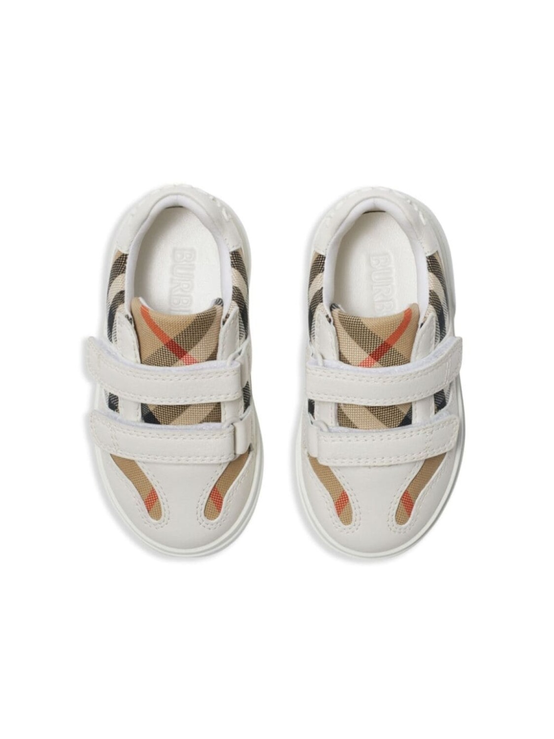 Кожаные Кроссовки в клетку Burberry Kids, белый — фото 2