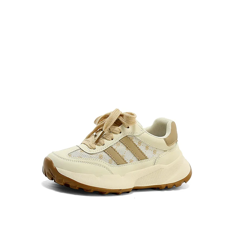 Детские повседневные кроссовки из микрофибровой кожи ST&SAT, Tallow White/Khaki