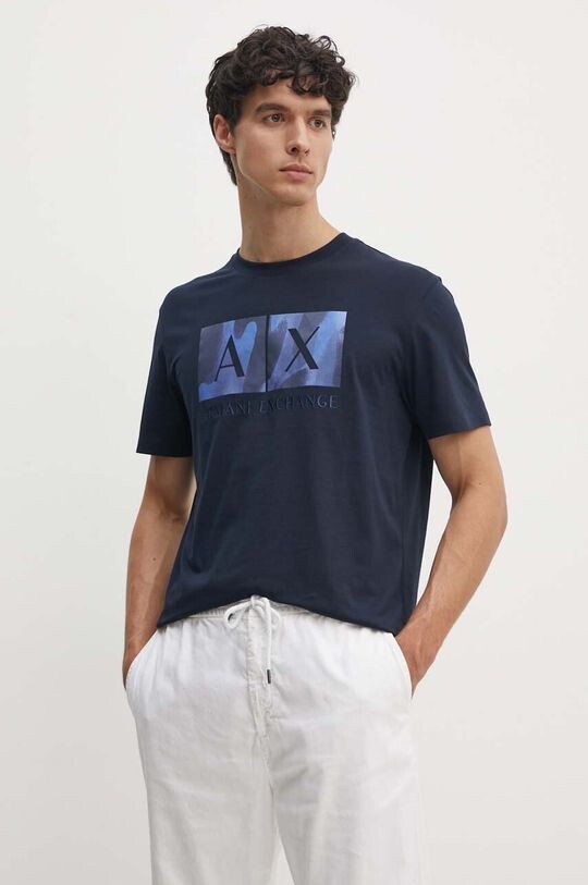 

Хлопковая футболка Armani Exchange, темно-синий