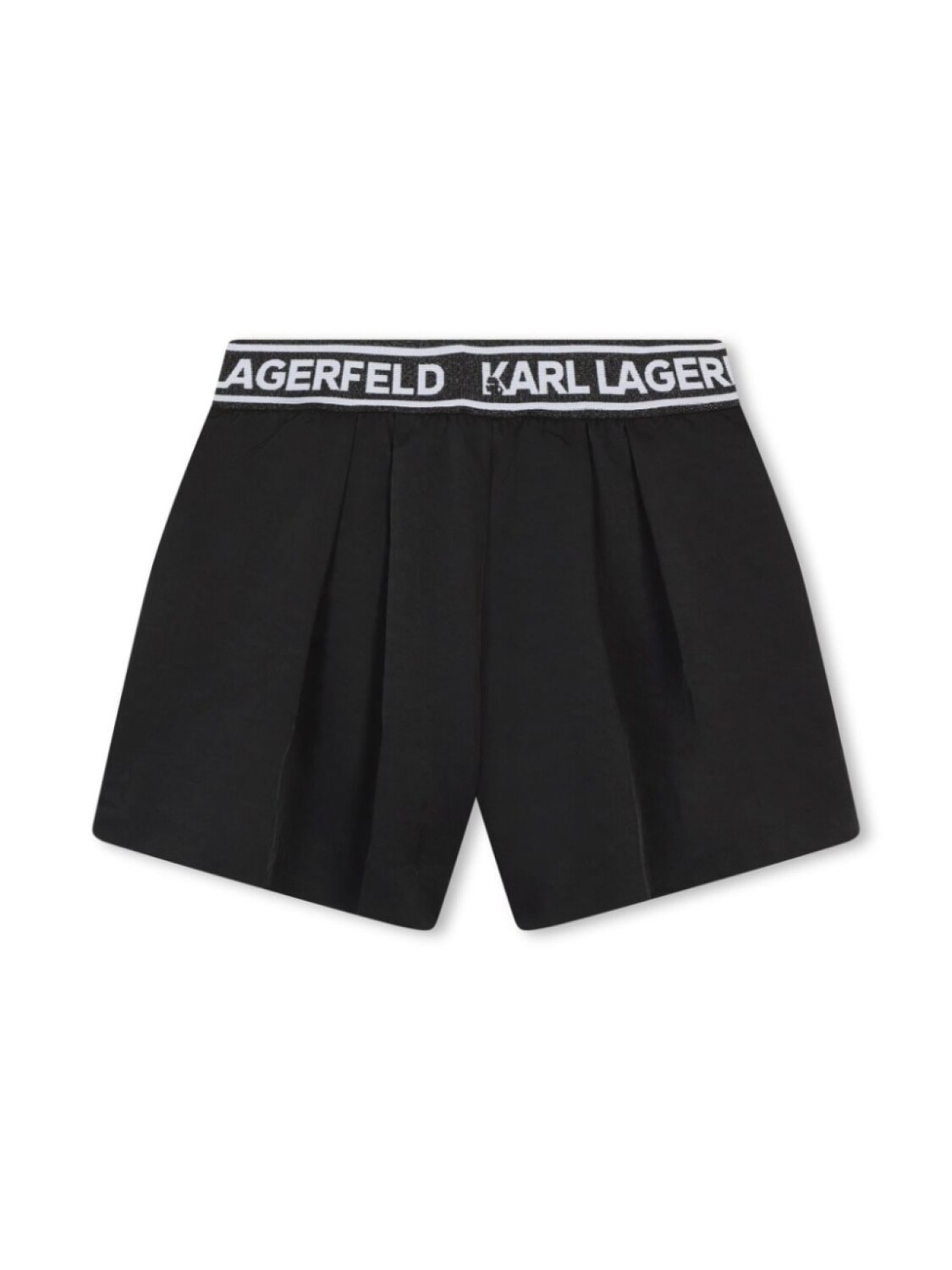 Karl Lagerfeld Kids шорты с логотипом на поясе и складками, черный — фото 2