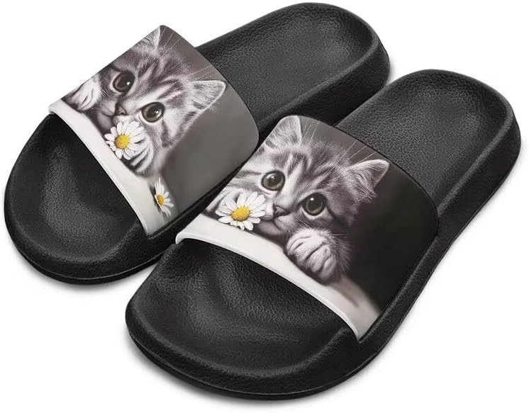 

Унисекс шлепанцы для девочек и мальчиков, удобные тапочки, нескользящие для душа, домашняя мода, толстая подошва, для дома и улицы, подарки Cugasmaru, Cat Sliver